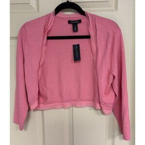 NWT Women's Talbots Pink Peach OpenShrug Cropped Cardigan Preppy Sweater Size L